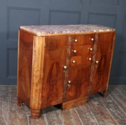 Pamono Art Deco French Walnut Sideboard with Marble Top, 1930s Best