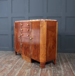 Pamono Art Deco French Walnut Sideboard with Marble Top, 1930s Best
