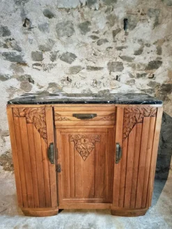 Pamono Art Deco French Walnut Sideboard with Marble Top, 1920s Best