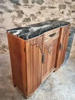 Pamono Art Deco French Walnut Sideboard with Marble Top, 1920s Best