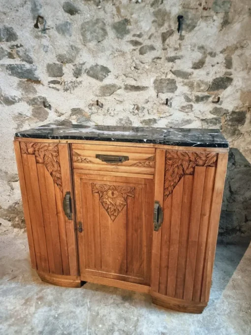 Pamono Art Deco French Walnut Sideboard with Marble Top, 1920s Best