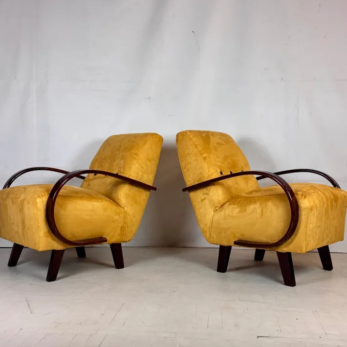 Pamono Art Deco H-410 Chairs by Jindřich Halabala for Up Zavody, 1930s, Set of 2 Clearance