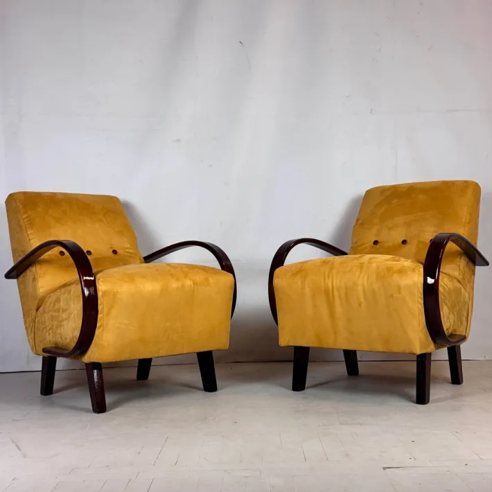 Pamono Art Deco H-410 Chairs by Jindřich Halabala for Up Zavody, 1930s, Set of 2 Clearance