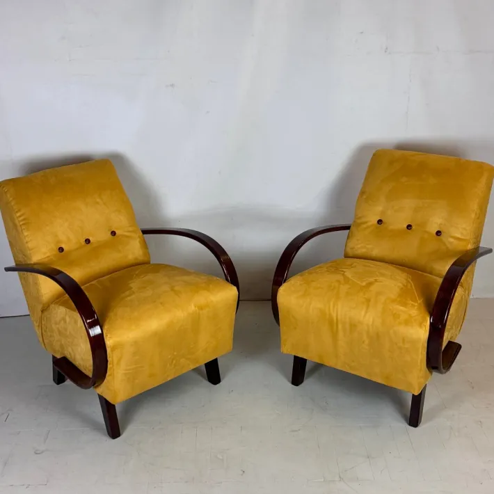 Pamono Art Deco H-410 Chairs by Jindřich Halabala for Up Zavody, 1930s, Set of 2 Clearance
