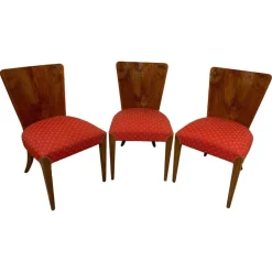 Pamono Art Deco H-214 Dining Chairs by Jindrich Halabala for Up Závody, 1950s, Set of 3