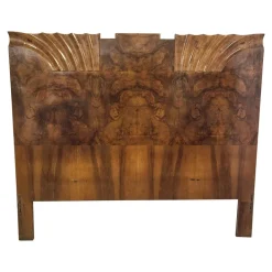 Pamono Art Deco Headboard & Footboard in Walnut and Walnut Root, 1940s, Set of 2
