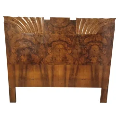Pamono Art Deco Headboard & Footboard in Walnut and Walnut Root, 1940s, Set of 2