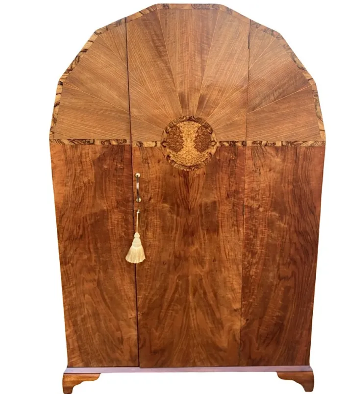 Pamono Art Deco Hexagonal Topped Walnut Wardrobe, 1930s Best