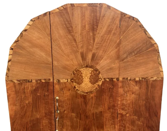 Pamono Art Deco Hexagonal Topped Walnut Wardrobe, 1930s Best