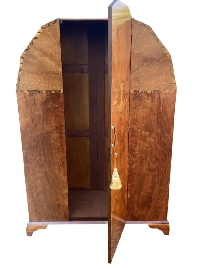 Pamono Art Deco Hexagonal Topped Walnut Wardrobe, 1930s Best