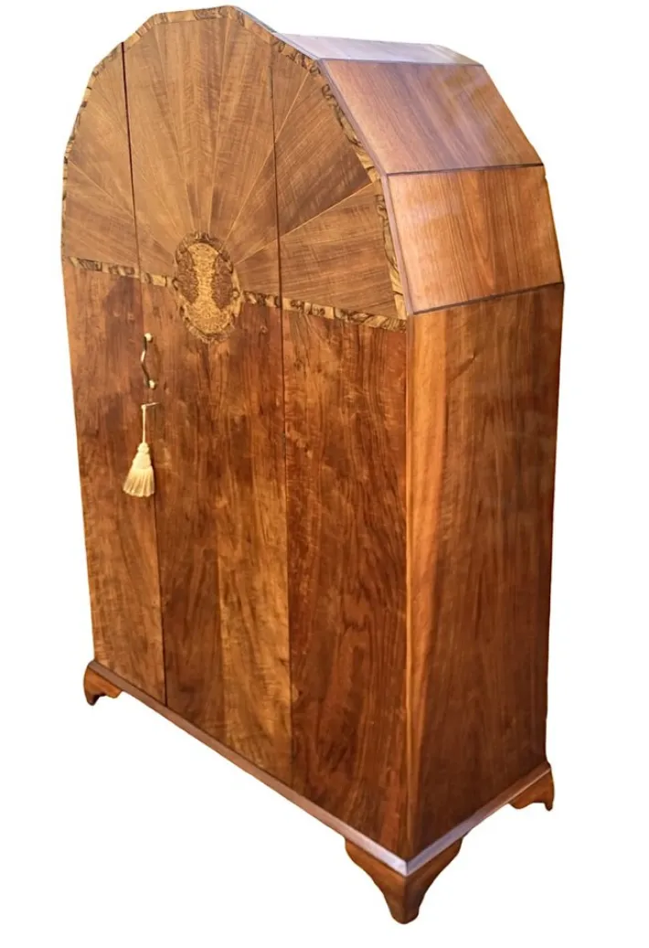 Pamono Art Deco Hexagonal Topped Walnut Wardrobe, 1930s Best
