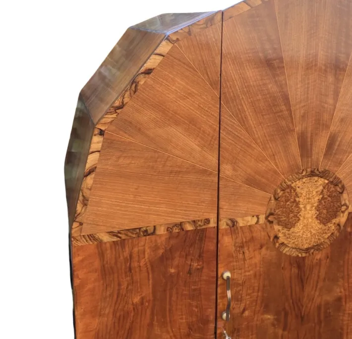 Pamono Art Deco Hexagonal Topped Walnut Wardrobe, 1930s Best