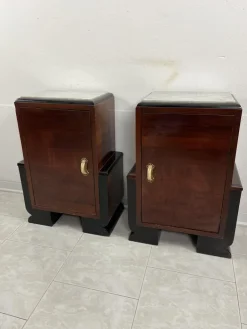 Pamono Art Deco Italian Bedside Tables with Marble Top, 1930s, Set of 2 Online