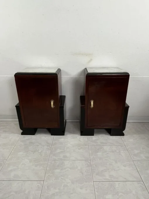 Pamono Art Deco Italian Bedside Tables with Marble Top, 1930s, Set of 2 Online