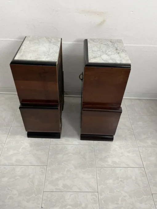 Pamono Art Deco Italian Bedside Tables with Marble Top, 1930s, Set of 2 Online