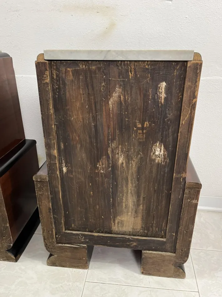 Pamono Art Deco Italian Bedside Tables with Marble Top, 1930s, Set of 2 Online