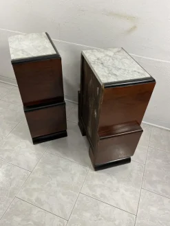 Pamono Art Deco Italian Bedside Tables with Marble Top, 1930s, Set of 2 Online