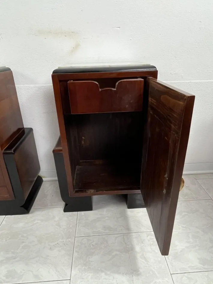 Pamono Art Deco Italian Bedside Tables with Marble Top, 1930s, Set of 2 Online