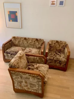 Pamono Art Deco Italian Sofa Set in the style of Fortunato Depero, 1920s, Set of 3 Clearance