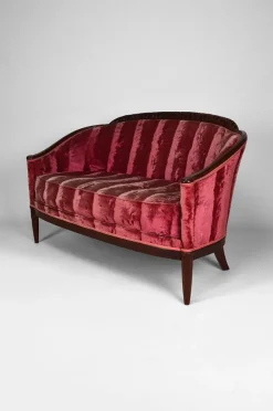 Pamono Art Deco Living Room Set in Pink Velvet attributed to Paul Follot, France, 1920s, Set of 5 Sale