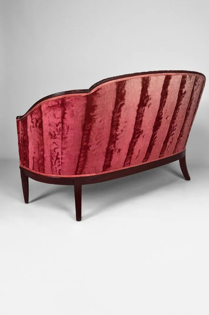 Pamono Art Deco Living Room Set in Pink Velvet attributed to Paul Follot, France, 1920s, Set of 5 Sale
