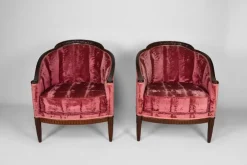 Pamono Art Deco Living Room Set in Pink Velvet attributed to Paul Follot, France, 1920s, Set of 5 Sale