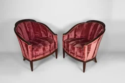 Pamono Art Deco Living Room Set in Pink Velvet attributed to Paul Follot, France, 1920s, Set of 5 Sale