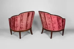 Pamono Art Deco Living Room Set in Pink Velvet attributed to Paul Follot, France, 1920s, Set of 5 Sale