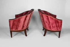 Pamono Art Deco Living Room Set in Pink Velvet attributed to Paul Follot, France, 1920s, Set of 5 Sale