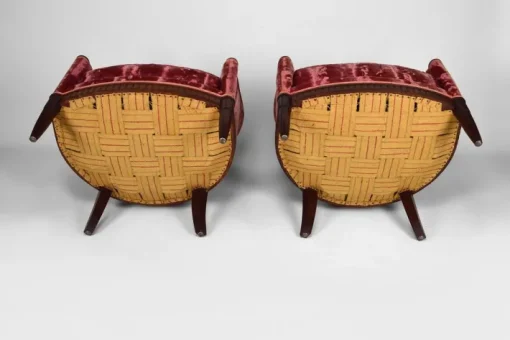 Pamono Art Deco Living Room Set in Pink Velvet attributed to Paul Follot, France, 1920s, Set of 5 Sale