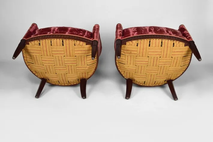 Pamono Art Deco Living Room Set in Pink Velvet attributed to Paul Follot, France, 1920s, Set of 5 Sale