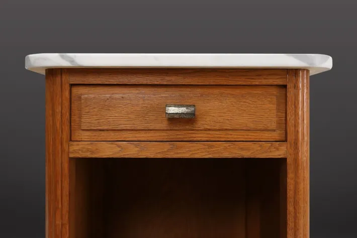Pamono Art Deco Nightstand in Wood and Marble, 1930s New