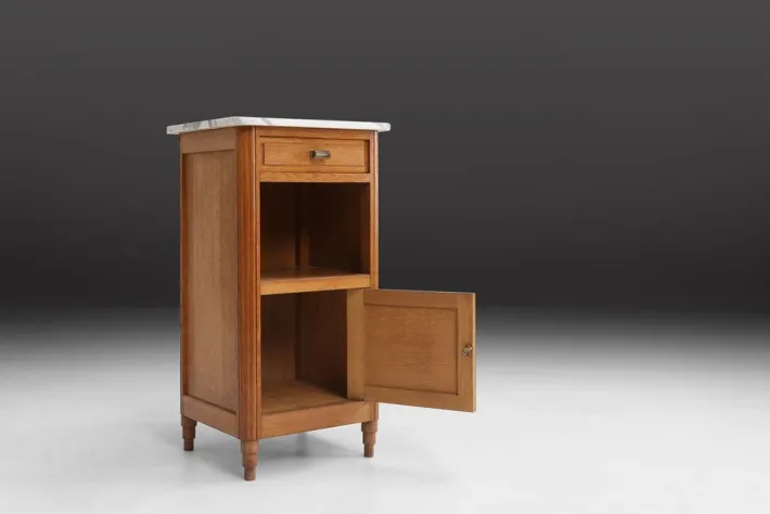 Pamono Art Deco Nightstand in Wood and Marble, 1930s New