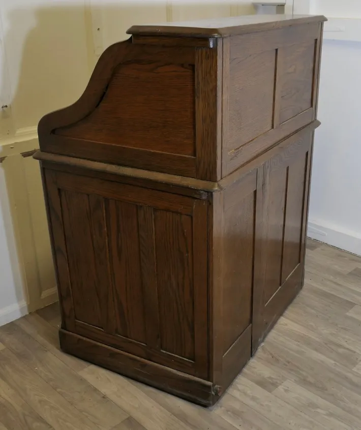Pamono Art Deco Oak Roll Top Desk, 1890s Sale