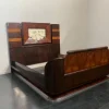 Pamono Art Deco Rosewood & Walnut Bed Frame with Carved Headboard by Ducrot, 1922 Clearance