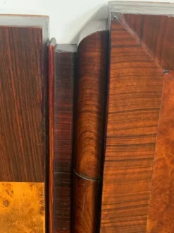 Pamono Art Deco Rosewood & Walnut Bed Frame with Carved Headboard by Ducrot, 1922 Clearance