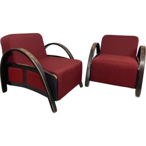 Pamono Art Deco Style Armchairs, 1980s, Set of 2