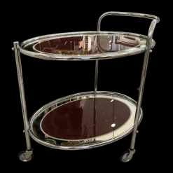 Pamono Art Deco Style Burgundy Oval Chrome Trolley Best
