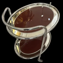 Pamono Art Deco Style Burgundy Oval Chrome Trolley Best
