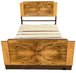 Pamono Art Deco Walnut Double Bed, 1930s Best