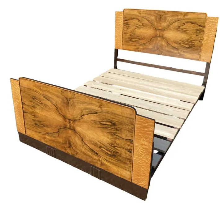 Pamono Art Deco Walnut Double Bed, 1930s Best