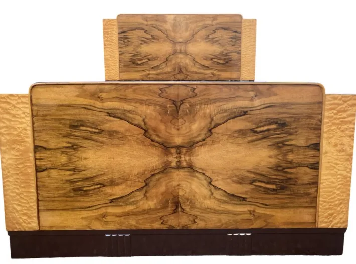 Pamono Art Deco Walnut Double Bed, 1930s Best