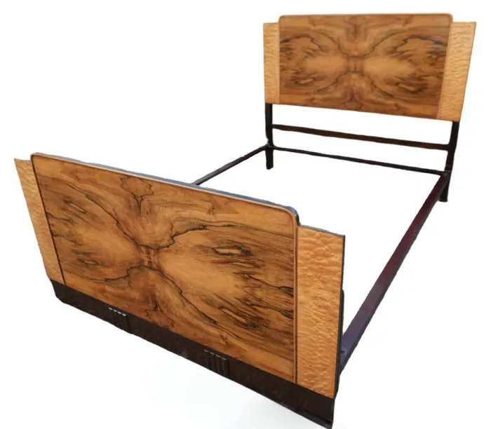 Pamono Art Deco Walnut Double Bed, 1930s Best