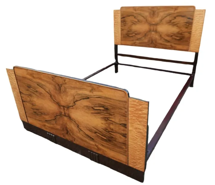Pamono Art Deco Walnut Double Bed, 1930s Best
