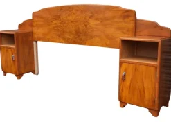 Pamono Art Deco Walnut Headboard with Bedside Cabinets, 1930s Clearance