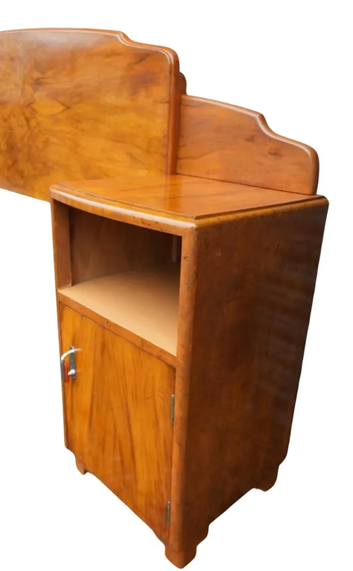 Pamono Art Deco Walnut Headboard with Bedside Cabinets, 1930s Clearance