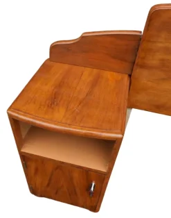 Pamono Art Deco Walnut Headboard with Bedside Cabinets, 1930s Clearance
