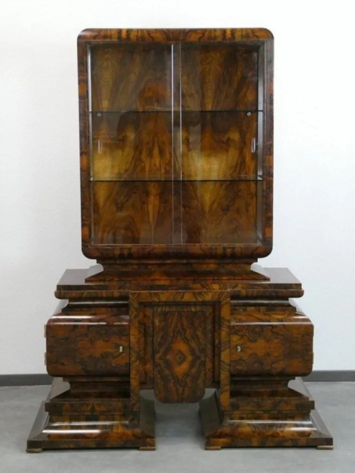 Pamono Art Deco Walnut Showcase, 1930s, Set of 2 Online