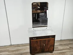 Pamono Art Deco Walnut Storage Unit with White Marble, 1940 Hot