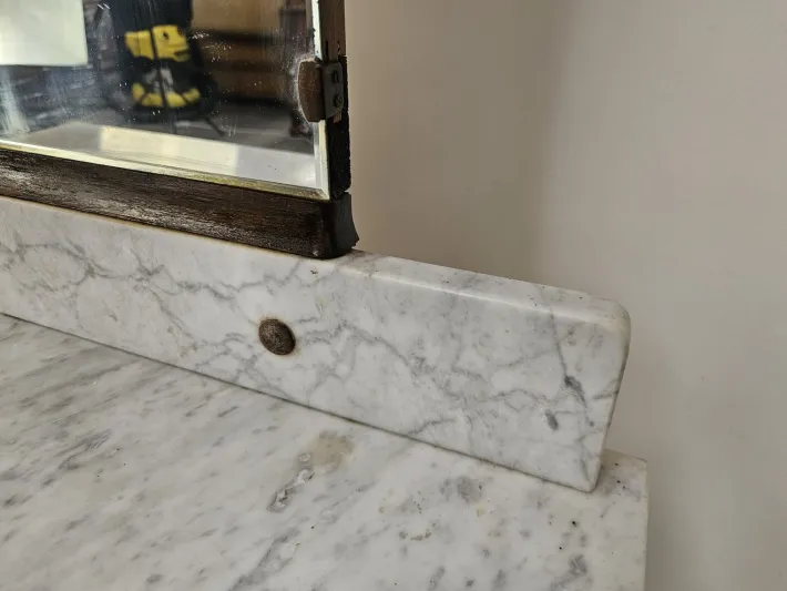 Pamono Art Deco Walnut Storage Unit with White Marble, 1940 Hot